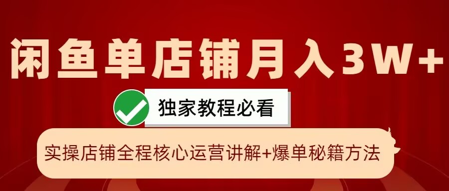闲鱼单店铺月入3W+实操展示，爆单核心秘籍，一学就会【揭秘】-乐码云集