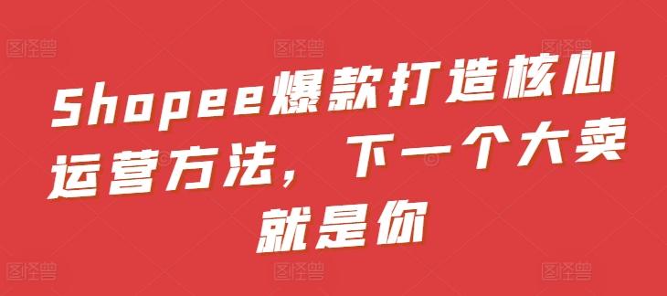 Shopee爆款打造核心运营方法，下一个大卖就是你-乐码云集