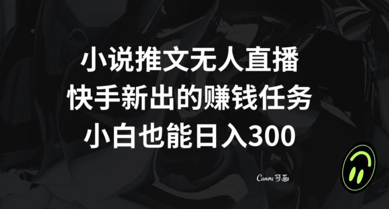 小说推文无人直播，快手新出的赚钱任务，小白也能日入300+【揭秘】-乐码云集