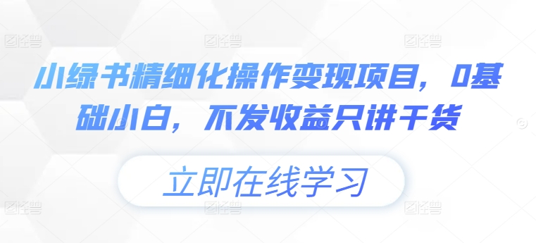 小绿书精细化操作变现项目，0基础小白，不发收益只讲干货-乐码云集