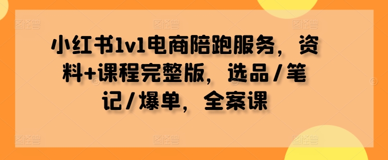小红书1v1电商陪跑服务，资料+课程完整版，选品/笔记/爆单，全案课-乐码云集