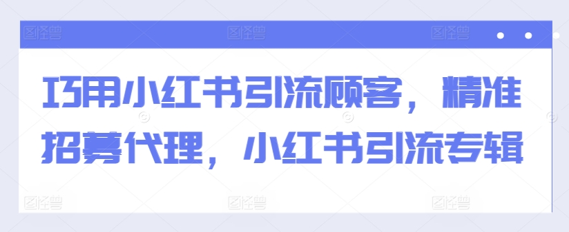巧用小红书引流顾客，精准招募代理，小红书引流专辑-乐码云集