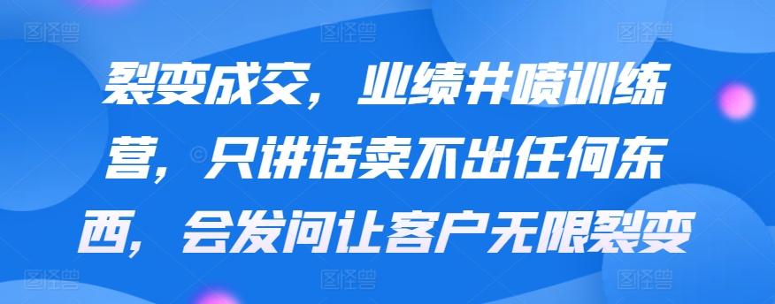 裂变成交，业绩井喷训练营，只讲话卖不出任何东西，会发问让客户无限裂变-乐码云集
