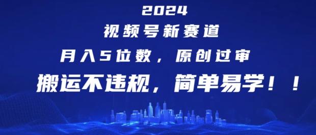 2024视频号新赛道，月入5位数+，原创过审，搬运不违规，简单易学【揭秘】-乐码云集