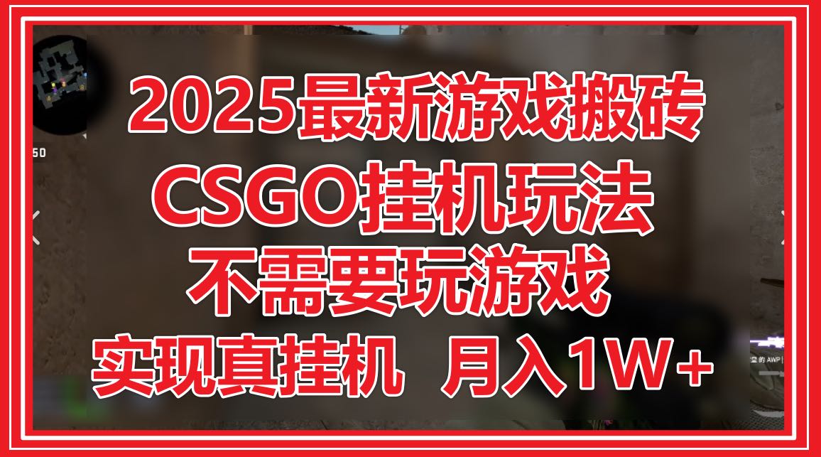 2025最新游戏搬砖，CSGO挂机，不需要玩游戏，实现真挂机，月入1W+-乐码云集