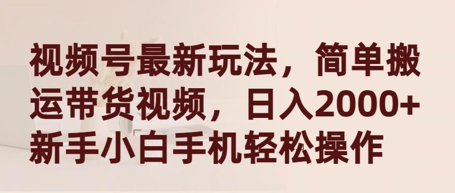(9486期)视频号最新玩法，简单搬运带货视频，日入2000+，新手小白手机轻松操作-乐码云集