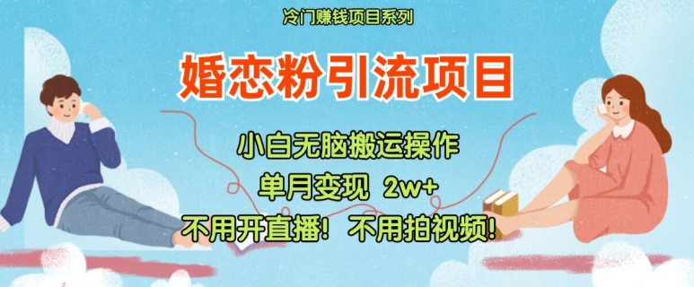 小红书婚恋粉引流，不用开直播，不用拍视频，不用做交付【揭秘】-乐码云集