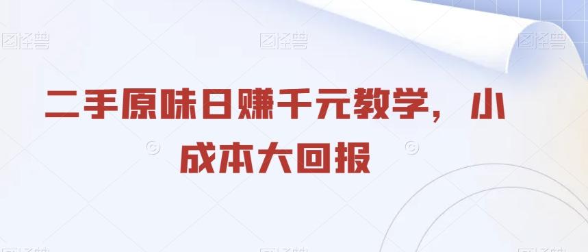 二手原味日赚千元教学，小成本大回报-乐码云集