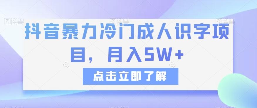 抖音暴力冷门成人识字项目，月入5W+【揭秘】-乐码云集