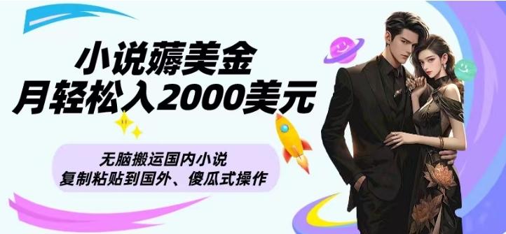 小说薅美金月轻松入2000美元项目、无脑搬运国内小说复制粘贴到国外、傻瓜式操作-乐码云集