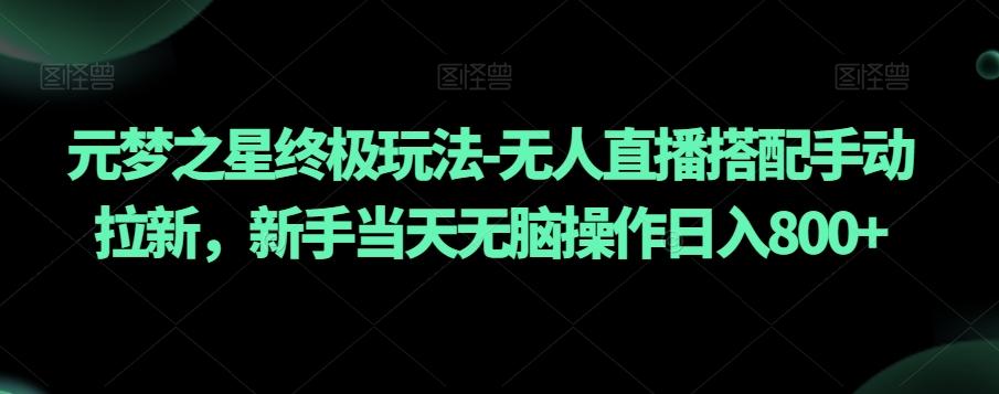 元梦之星终极玩法-无人直播搭配手动拉新，新手当天无脑操作日入800+【揭秘】-乐码云集
