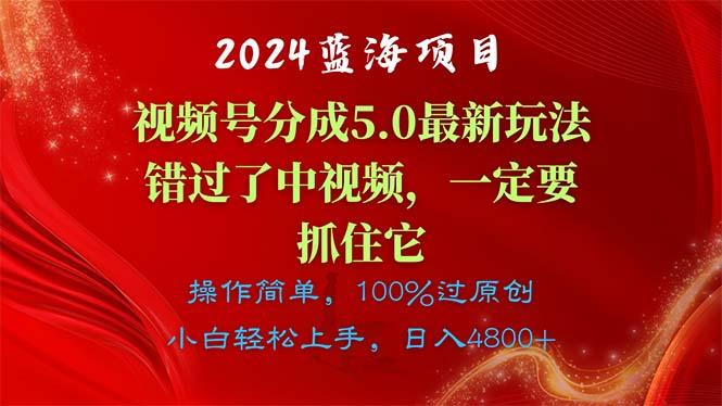 2024蓝海项目，视频号分成计划5.0最新玩法，错过了中视频，一定要抓住…-乐码云集