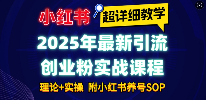 2025年最新小红书引流创业粉实战课程【超详细教学】小白轻松上手，月入1W+，附小红书养号SOP-乐码云集