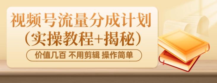价值几百上千不用剪辑简单操作视频号流量分成计划（实操教程+揭秘）-乐码云集