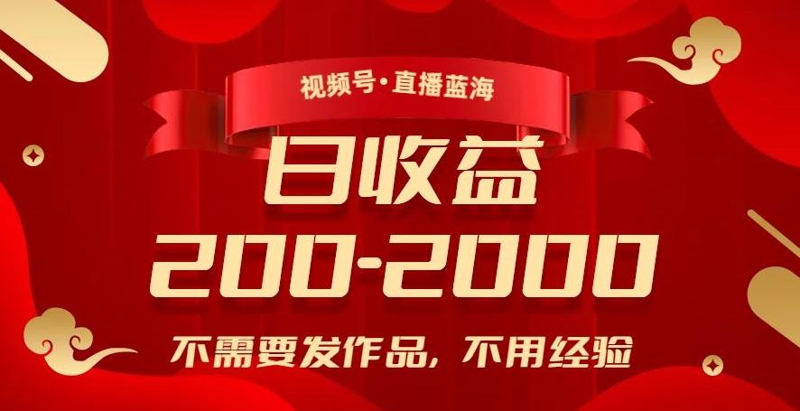 视频号直播蓝海，不需要发作品，不用经验，日入200-2000+【揭秘】-乐码云集