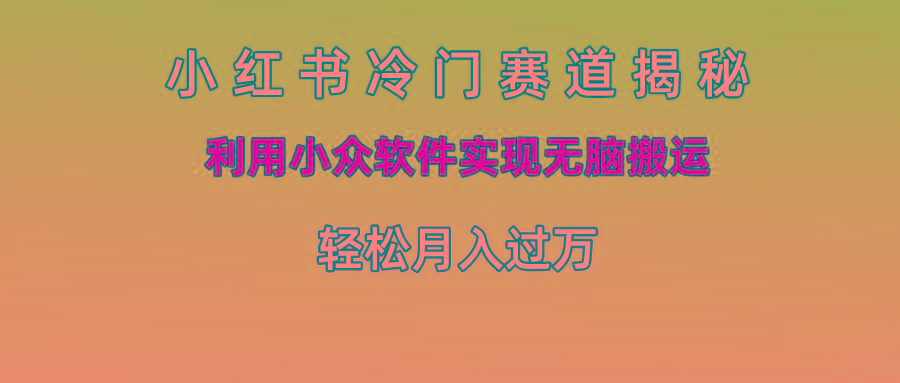小红书冷门赛道揭秘,利用小众软件实现无脑搬运,轻松月入过万-乐码云集