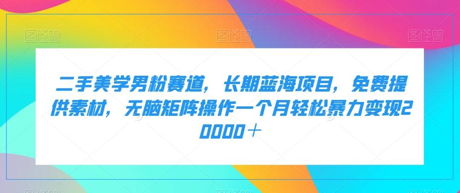 二手美学男粉赛道，长期蓝海项目，无脑矩阵操作一个月轻松暴力变现20000＋-乐码云集