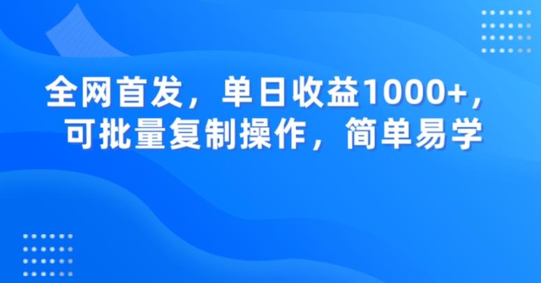 全网首发，单日收益1000+，可批量复制操作，简单易学【揭秘】-乐码云集