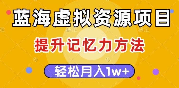 蓝海虚拟资源项目，提升记忆力方法，多种变现方式，轻松月入1w+【揭秘】-乐码云集