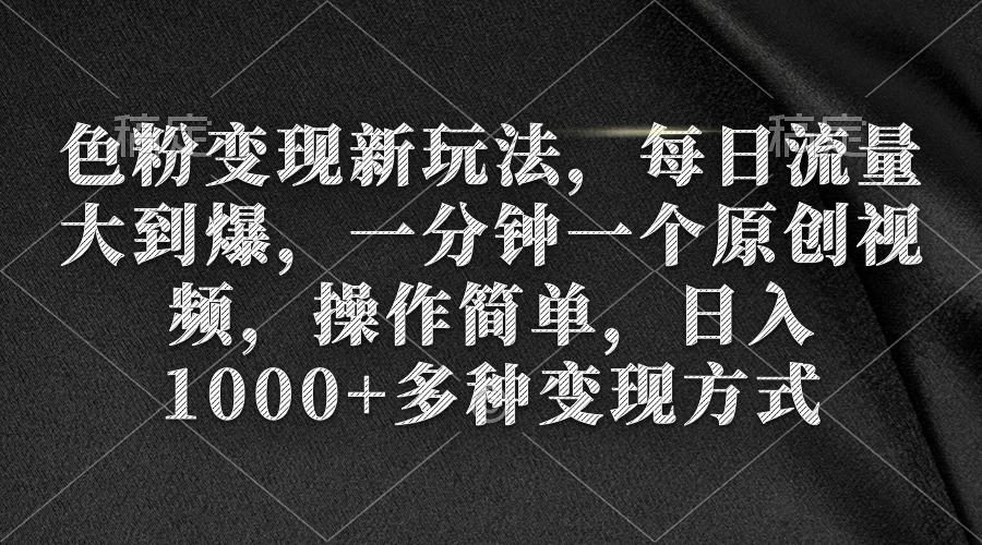 (9282期)色粉变现新玩法，每日流量大到爆，一分钟一个原创视频，操作简单，日入1…-乐码云集