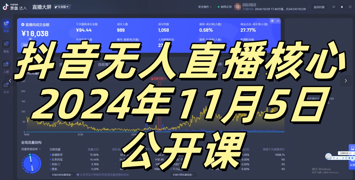 抖音无人直播核心公开课，咸鱼翻身小白可做带有睡后收入月入过万太简单【揭秘】-乐码云集
