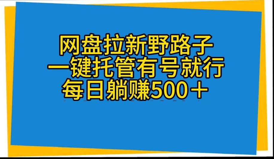 网盘拉新野路子，一键托管有号就行，全自动代发视频，每日躺赚500＋-乐码云集