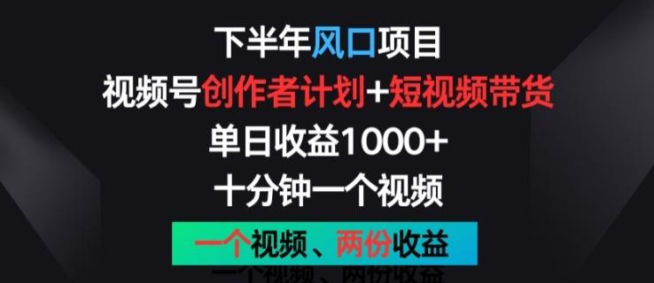 下半年风口项目，视频号创作者计划+视频带货，一个视频两份收益，十分钟一个视频【揭秘】-乐码云集