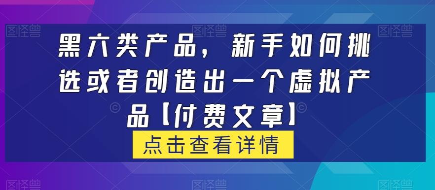 黑六类虚拟产品，新手如何挑选或者创造出一个虚拟产品【付费文章】-乐码云集