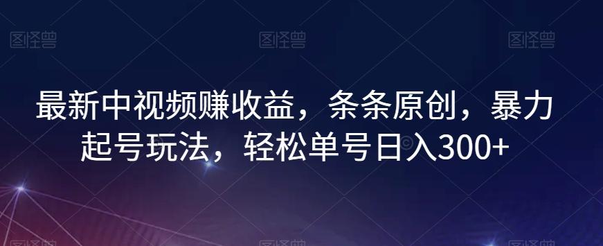 最新中视频赚收益，条条原创，暴力起号玩法，轻松单号日入300+【揭秘】-乐码云集