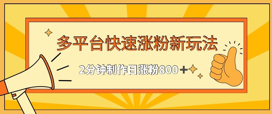 多平台快速涨粉最新玩法，2分钟制作，日涨粉800+【揭秘】-乐码云集
