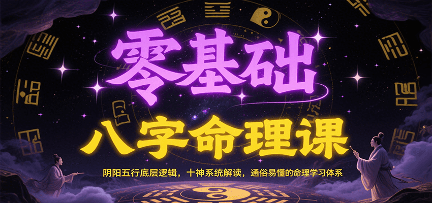 零基础八字命理课:阴阳五行底层逻辑,十神系统解读,通俗易懂的命理学习体系-乐码云集