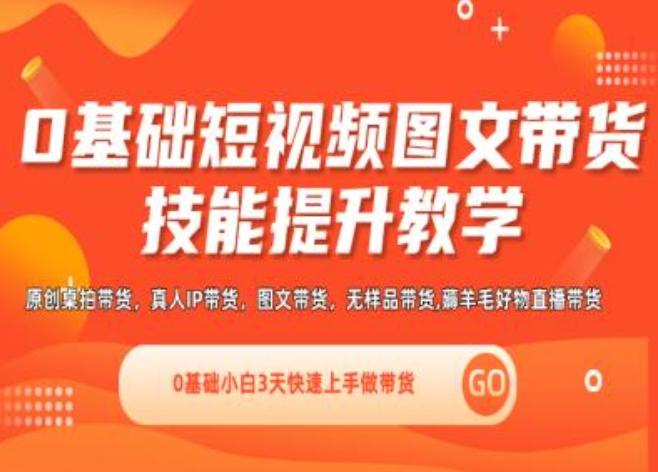 0基础短视频图文带货实操技能提升教学(直播课+视频课),0基础小白3天快速上手做带货-乐码云集
