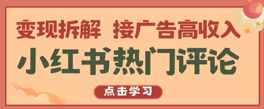 小红书热门评论，变现拆解，接广告高收入【揭秘 】-乐码云集