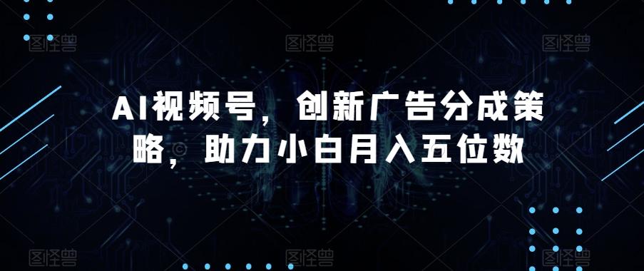 AI视频号，创新广告分成策略，助力小白月入五位数【揭秘】-乐码云集