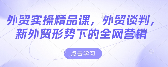外贸实操精品课，外贸谈判，新外贸形势下的全网营销-乐码云集