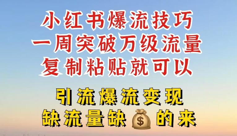 小红书爆流技巧，一周突破万级流量，复制粘贴就可以，引流爆流变现【揭秘】-乐码云集