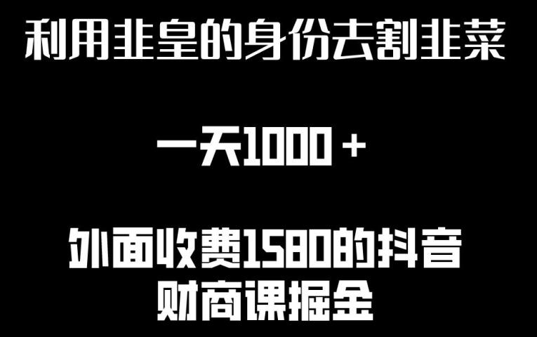利用非皇的身份去割韭菜，一天1000+(附详细资源)【揭秘】-乐码云集