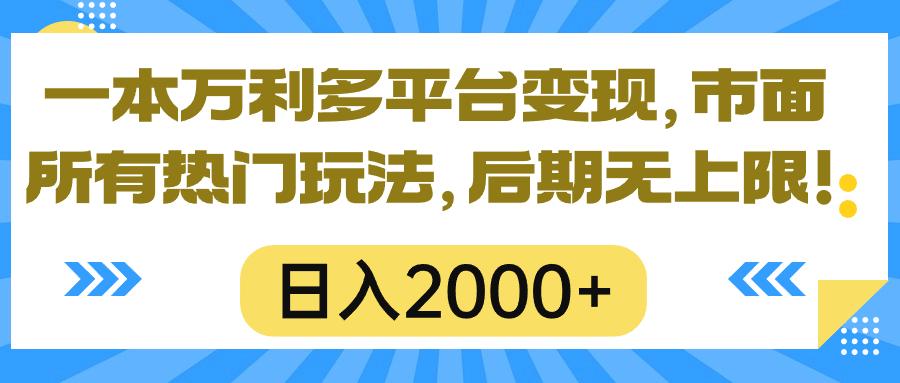 一本万利多平台变现，市面所有热门玩法，日入2000+，后期无上限！-乐码云集