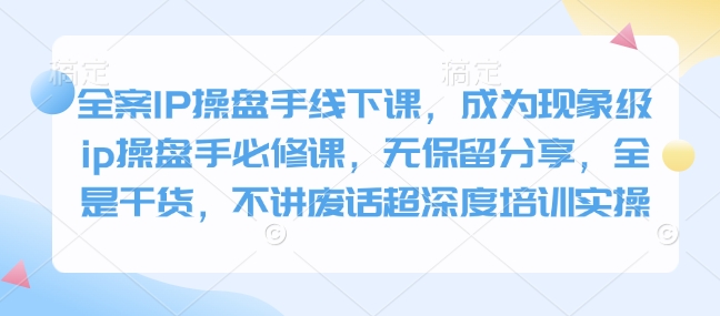 全案IP操盘手线下课，成为现象级ip操盘手必修课，无保留分享，全是干货，不讲废话超深度培训实操-乐码云集