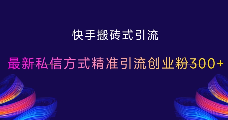 快手搬砖式引流，最新私信方式精准引流创业粉300+-乐码云集