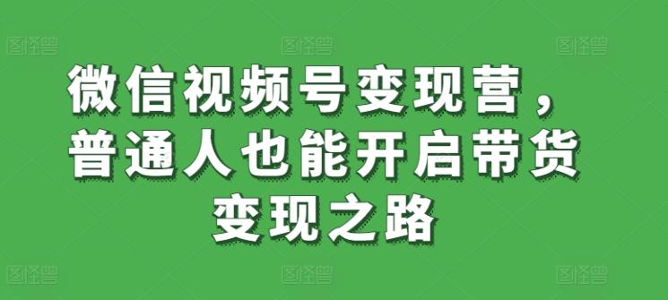 微信视频号变现营，普通人也能开启带货变现之路-乐码云集