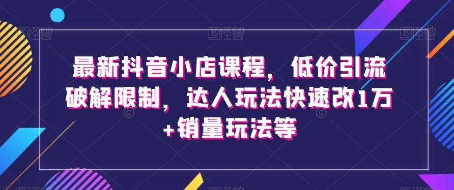 最新抖音小店课程，低价引流破解限制，达人玩法快速改1万+销量玩法等-乐码云集