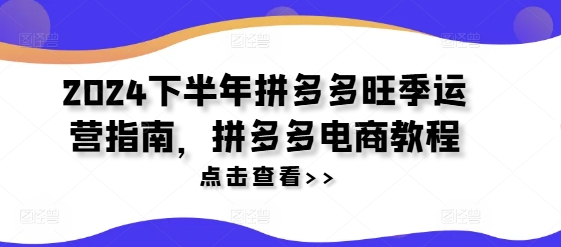 2024下半年拼多多旺季运营指南，拼多多电商教程-乐码云集
