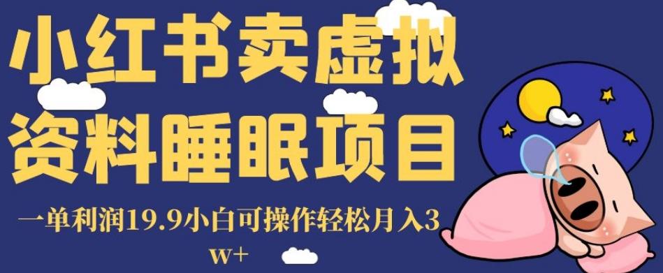 小红书卖虚拟资料睡眠项目，一单利润19.9小白可操作轻松月入3w+【揭秘】-乐码云集