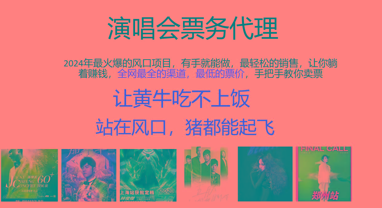 2024年最火爆风口项目，演唱会票务代理，日入2000+，一部手机就能搞定！-乐码云集