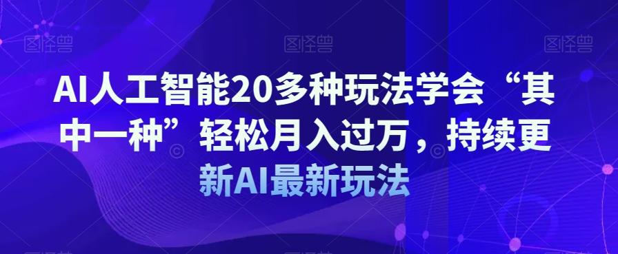 AI人工智能20多种玩法学会“其中一种”轻松月入过万，持续更新AI最新玩法-乐码云集