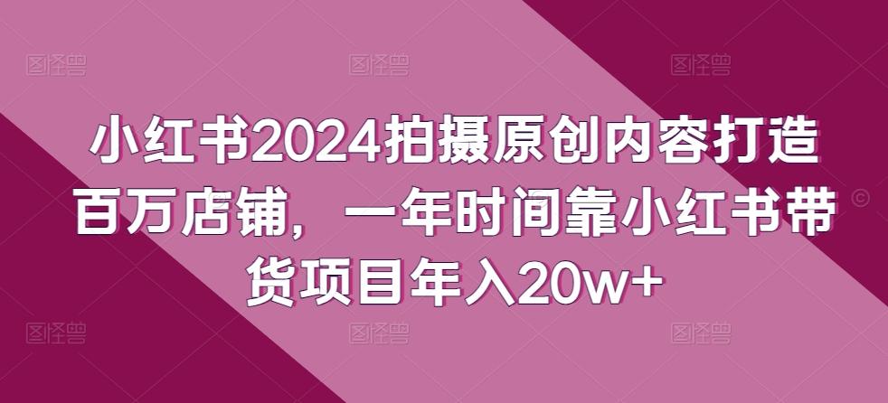 小红书2024拍摄原创内容打造百万店铺，一年时间靠小红书带货项目年入20w+-乐码云集