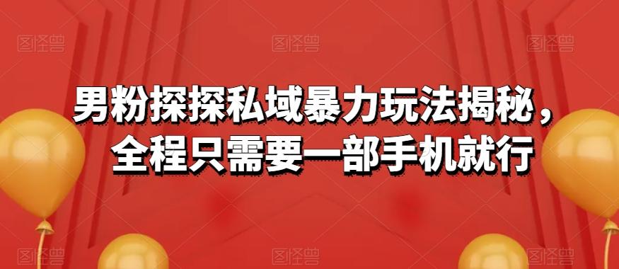男粉探探私域暴力玩法揭秘，全程只需要一部手机就行-乐码云集