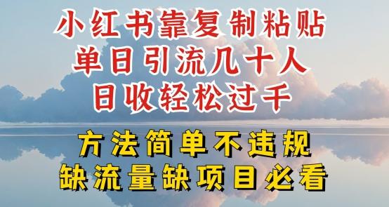 小红书靠复制粘贴单日引流几十人目收轻松过千，方法简单不违规【揭秘】-乐码云集