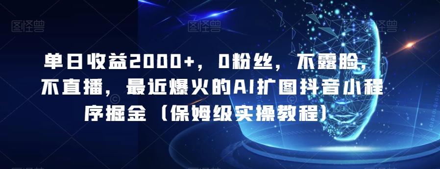 单日收益2000+，0粉丝，不露脸，不直播，最近爆火的AI扩图抖音小程序掘金（保姆级实操教程）-乐码云集